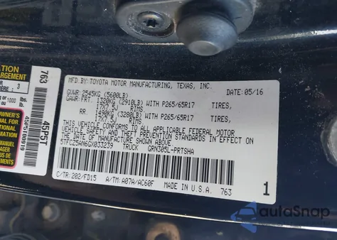 2016 Toyota Tacoma Trd Sport from USA, damaged, VIN 5TFCZ5AN6GX033239